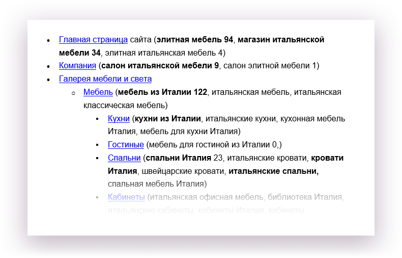 Запросы и продвигаемые разделы сайта
